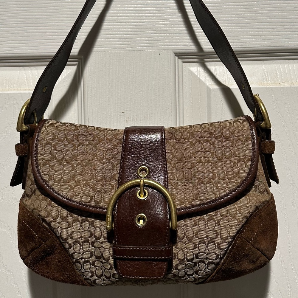 Coach Vintage 6818 Small Shoulder Bag in Brown Signature “C” Canvas.